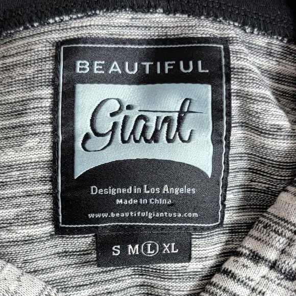 Beautiful Giant Hoodie Mens Large Heather Black Gray Pullover Sweatshirt - Picture 10 of 12